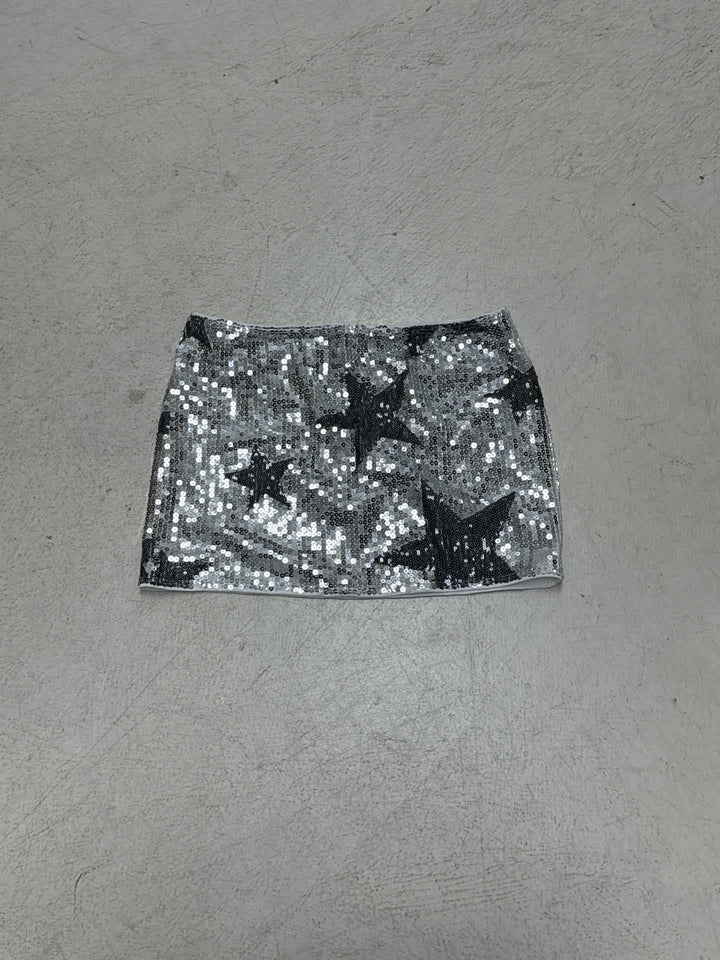 Damen Minirock aus funkelndem Pailletten mit Sternenmotiv Drune
