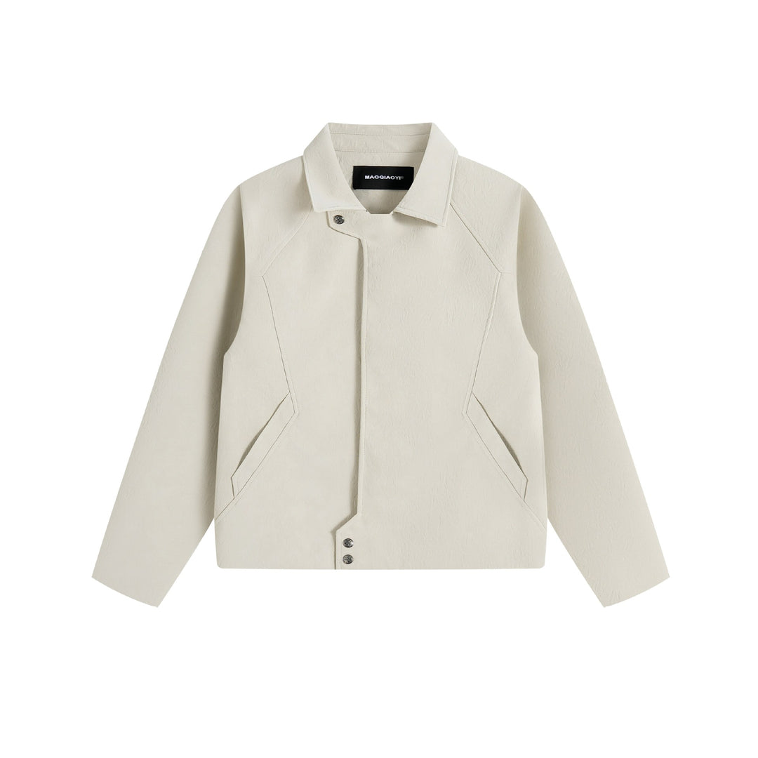 Herren Kurzblouson im Wildlederoptik mit asymmetrischer Frontpatte und geometrischen Pattentaschen Drune