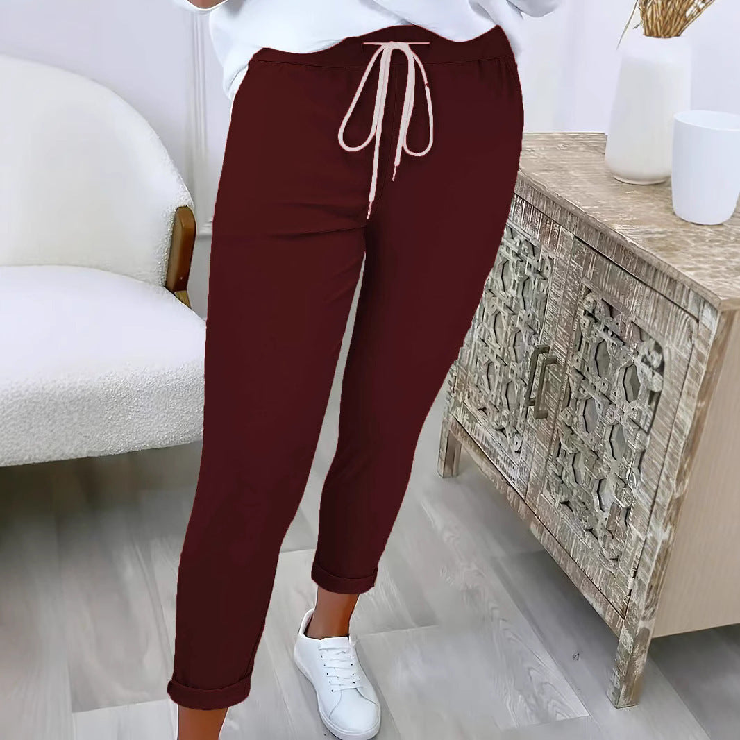 Damen Slim-Fit Jogginghose mit Tunnelzug und Umschlagbündchen Drune