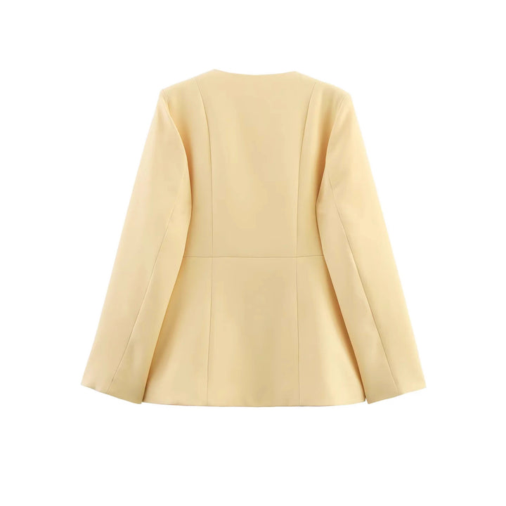 Damen nan taillierter Blazer mit Rundhalsausschnitt, verdeckter Knopfleiste, Pattentaschen und taillierter Kellerfalte Drune
