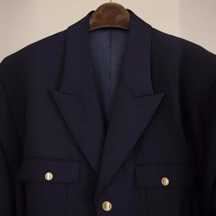 Damen Eleganter Doppelreiher Blazer Drune