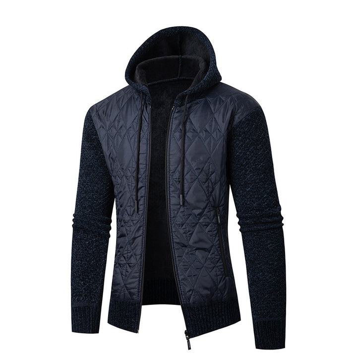 Herren nan gesteppte Kapuzenjacke mit wattierter Front, Strickärmeln und Teddyfutter Drune