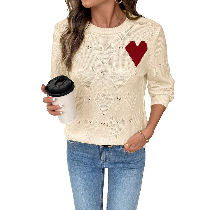 Damen Weihnachtlicher Strickpullover mit Herzmuster Drune