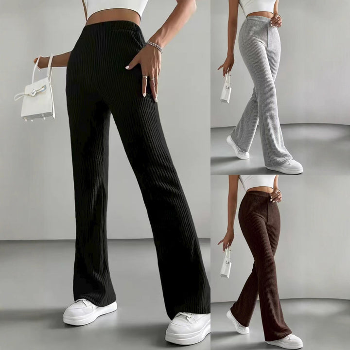 Damen Elegante und bequeme Rippen-Hose mit hohem Bund Drune