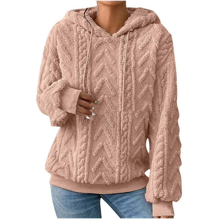 Damen Flauschiger Kapuzenpullover im Zopfmuster mit Oversize-Schnitt Drune