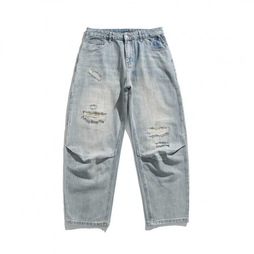 Unisex Weite Vintage-Jeans mit Distressed-Details und geradem Bein Drune