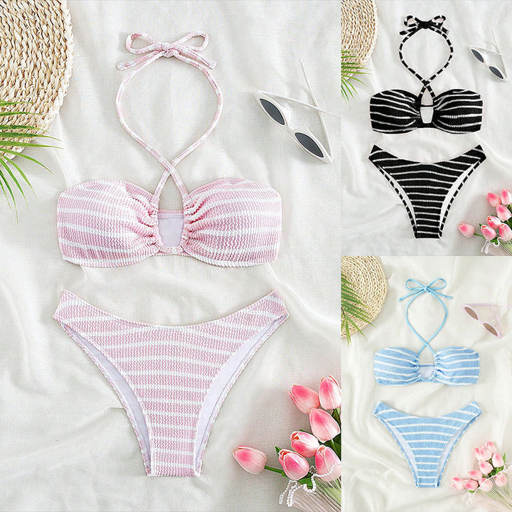 Damen Bandeau-Bikini mit stilvollem Streifendesign Drune