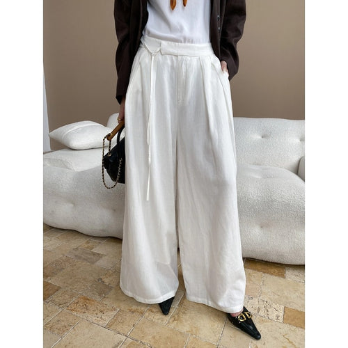 Damen elegante weite Hose mit hohem Bund und komfortablem Schnitt Drune