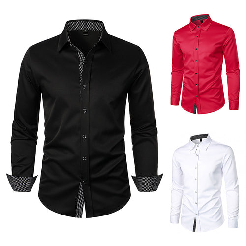 Herren Maßgeschneiderte Formelle Button-Up Hemd mit Kontrast Manschetten Details Drune