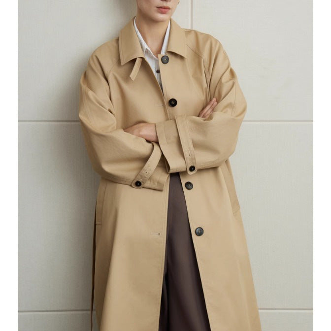 Damen elegante Trenchjacke mit Taillengürtel Drune
