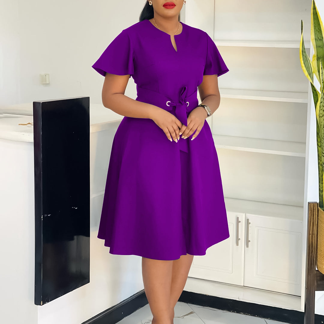 Damen Sommerliches Wickelkleid mit legerem Schnitt und Taillengürtel Drune