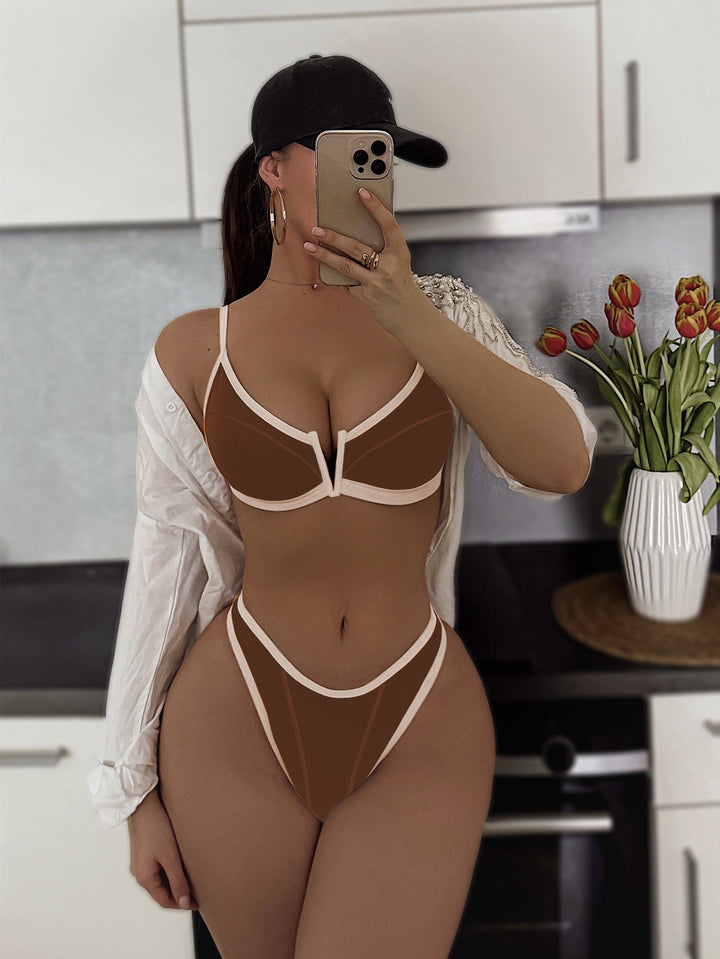 Damen Push-up Bikini mit stylischem V-Ausschnitt Drune
