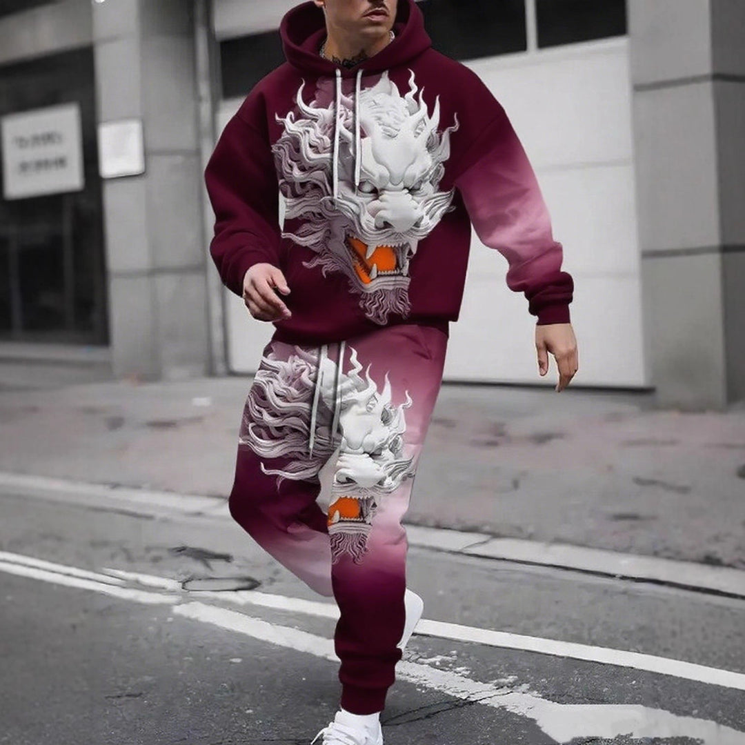 Herren Hoodie- und Jogginghose-Set mit einzigartigem Grafikdesign Drune
