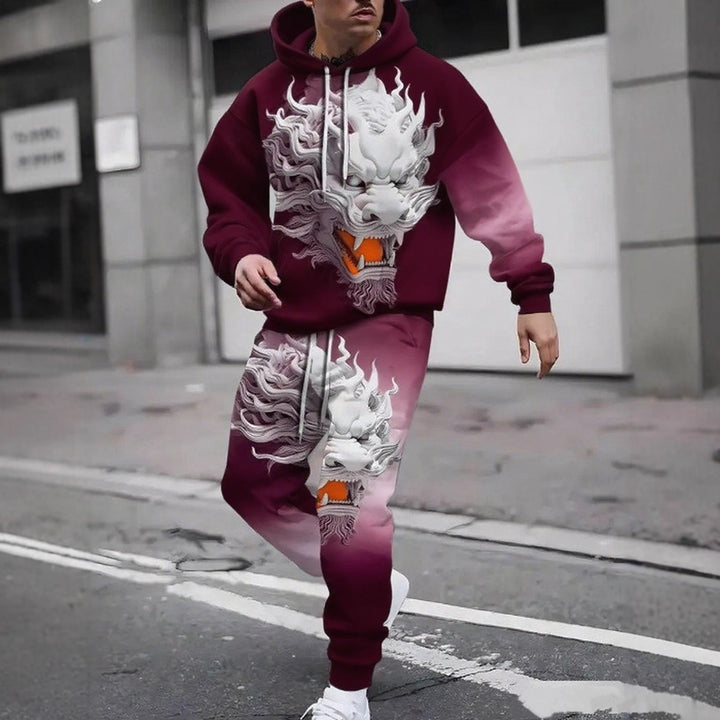 Herren Hoodie- und Jogginghose-Set mit einzigartigem Grafikdesign Drune