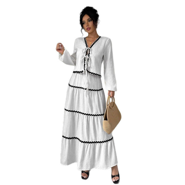 Damen Maxikleid mit Rüschen und Schnürung Drune