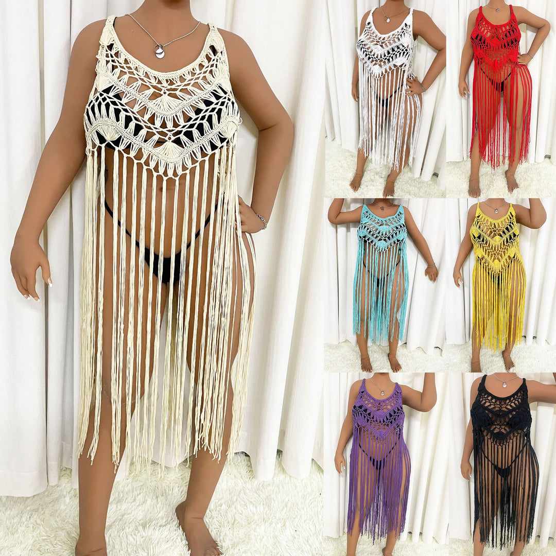 Damen Strandponcho mit Fransen Drune