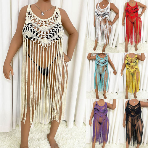 Damen Strandponcho mit Fransen Drune