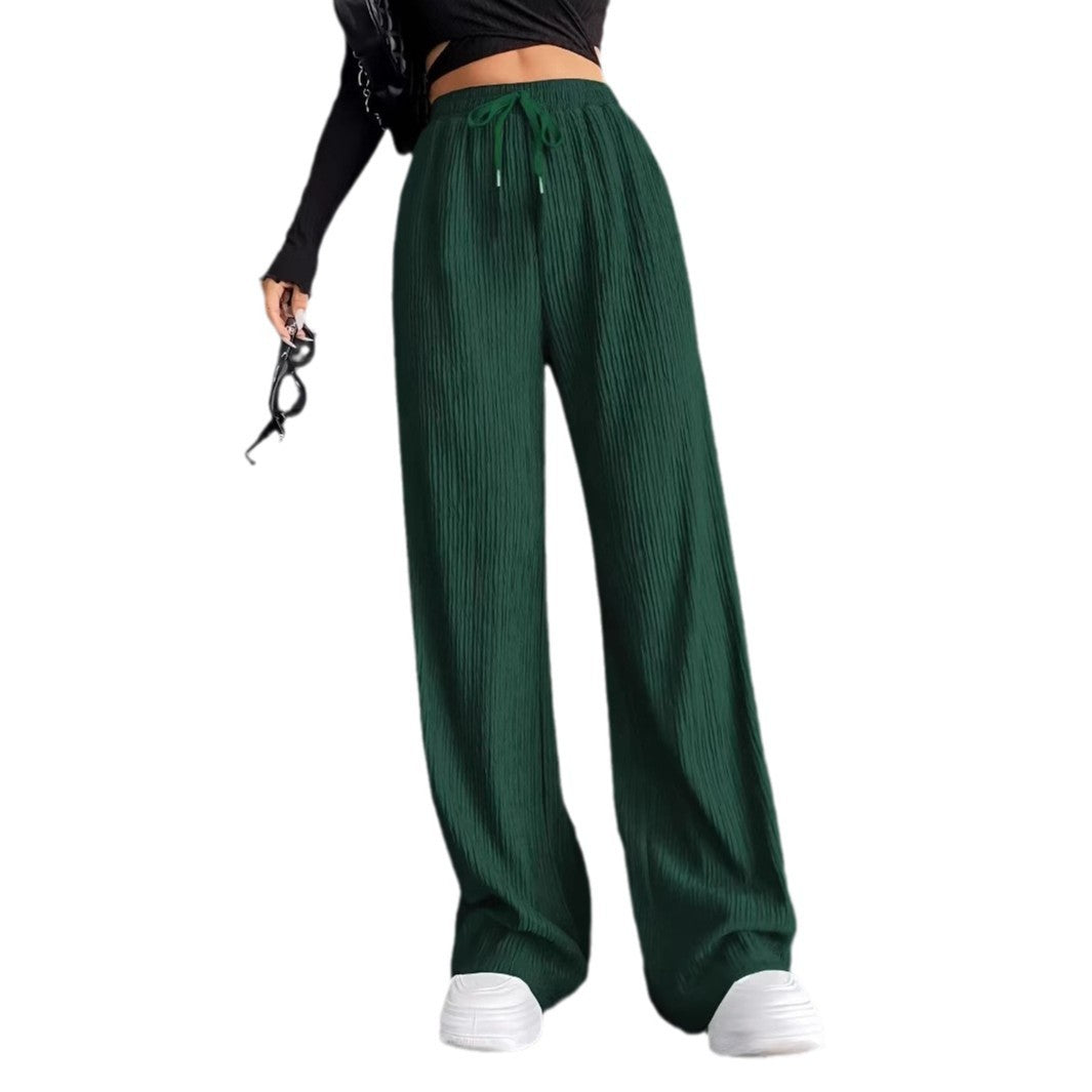 Damen weite Plissee-Hose mit elastischem Bund Drune