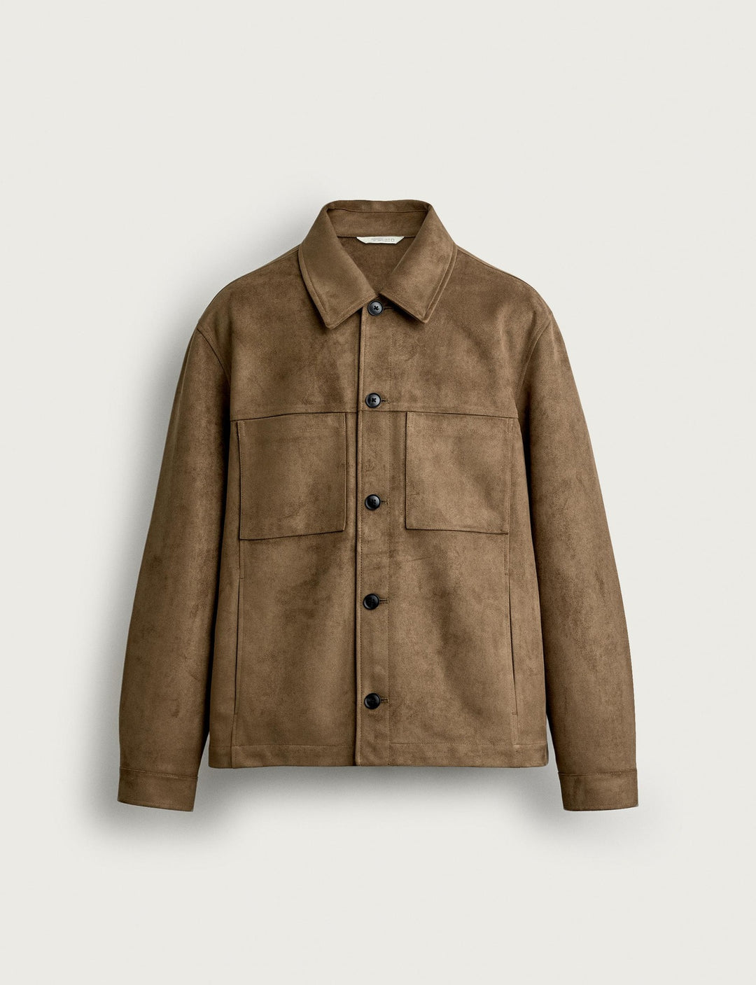 Herren Boxy-Overshirt aus Velourslederimitat mit aufgesetzten Pattentaschen Drune