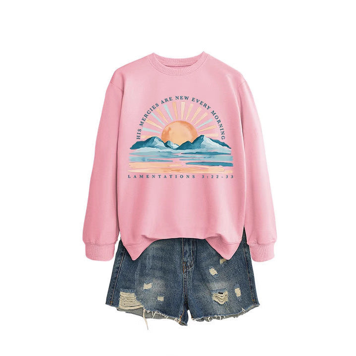 Damen Sweatshirt mit inspirierendem Sonnenaufgangsdesign und lässigem Schnitt Drune
