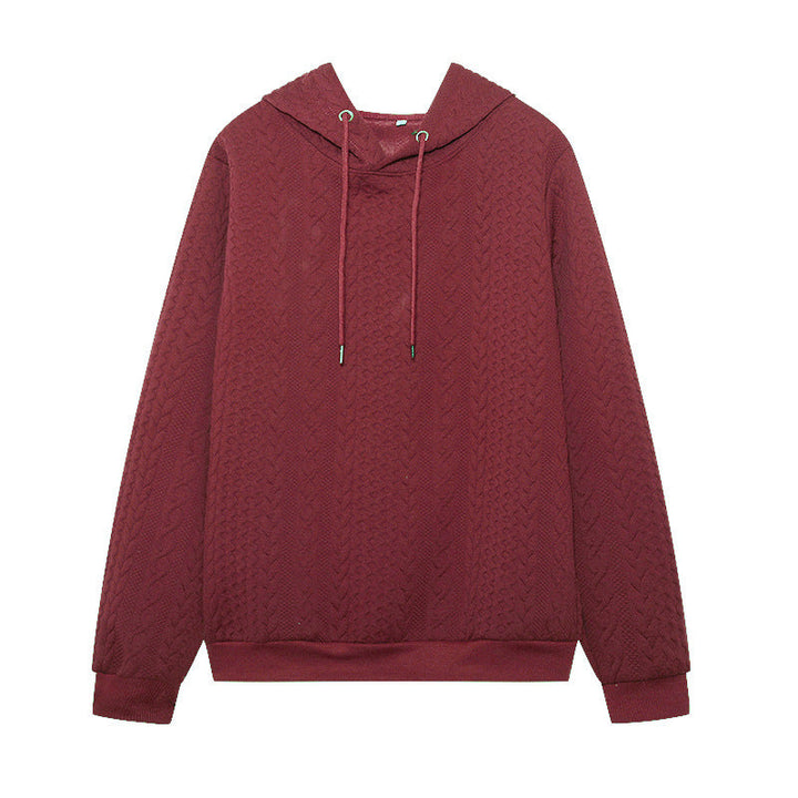 Drune Jacquard Kapuze Schnürung langärmliges lockeres Sweatshirt
