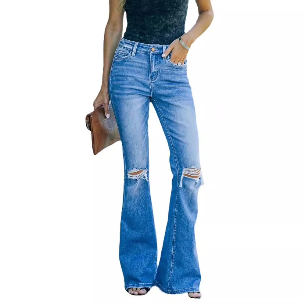 Damen Weitgeschnittene Jeans mit Destroyed-Details Drune