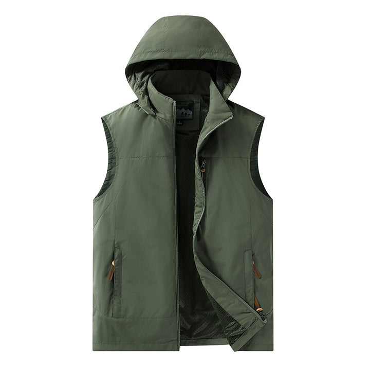 Herren Leichte outdoor‑Weste mit Kapuze, atmungsaktivem Meshfutter und wasserabweisender Shell Drune