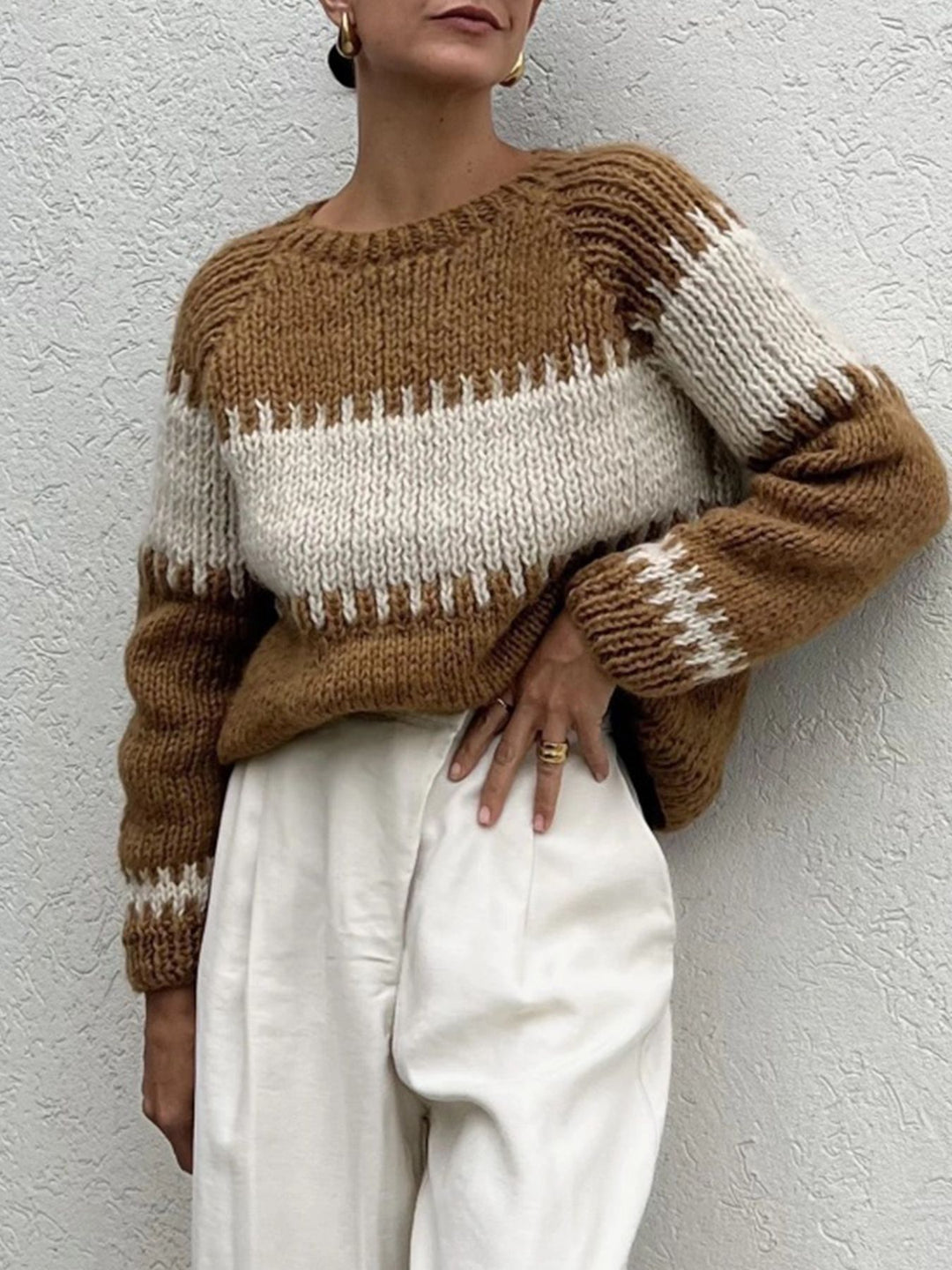Damen gestrickter Oversized Pullover Drune