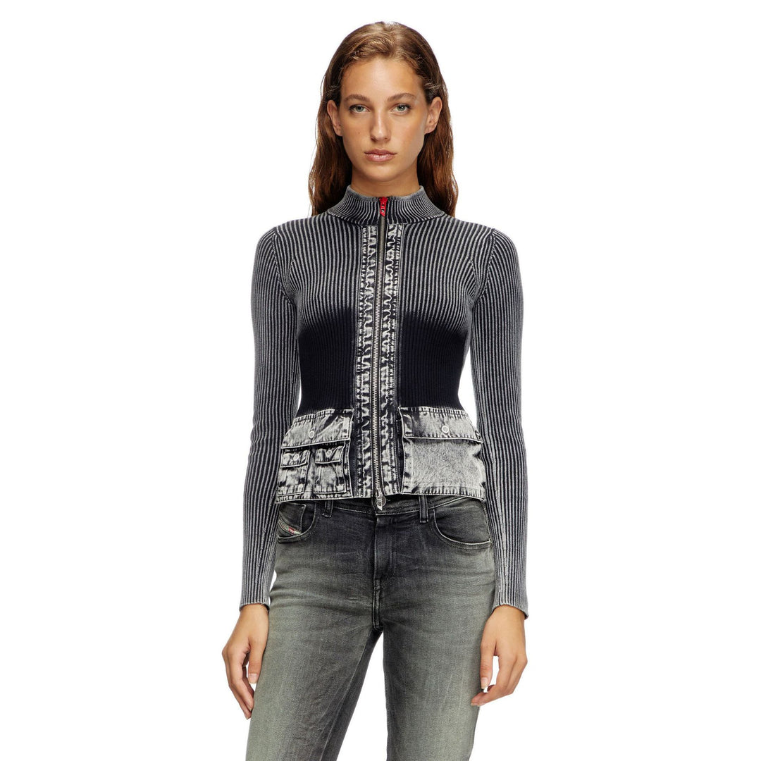 Damen Strickjacke mit denim-inspirierten Taschen und modernem Schnitt Drune