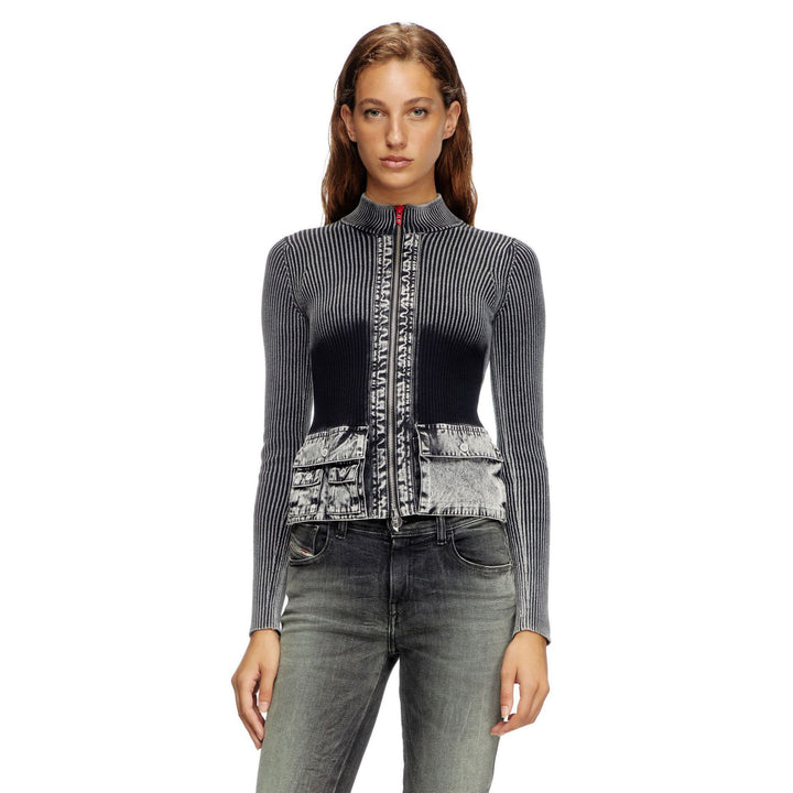 Damen Strickjacke mit denim-inspirierten Taschen und modernem Schnitt Drune