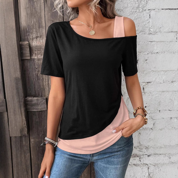 Damen Modisches T-Shirt mit asymmetrischem Design Drune