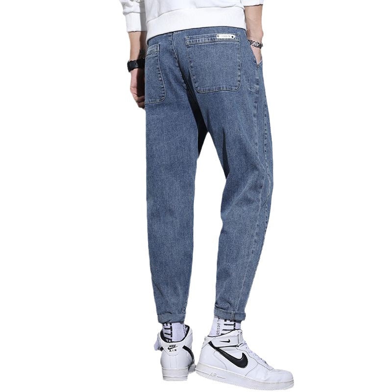 Herren lockere Jeans mit modischem Design und elastischem Bund Drune