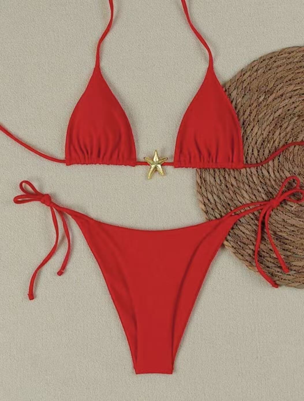 Damen Bikini-Set mit verstellbarem Triangel-Oberteil und hoher Taillenhose Drune