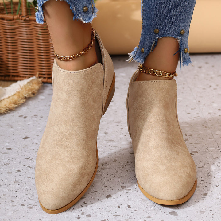 Damen elegante Stiefeletten mit modischem Slip-On Design und komfortablem Blockabsatz Drune