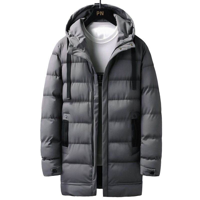 Herren Lange gestepptes Thermo-Parka mit Kapuze, Reißverschluss & Utility-Taschen Drune