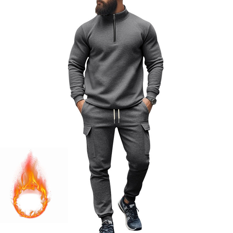 Herren nan sportlicher Cargo-Jogginganzug mit Troyerkragen Drune