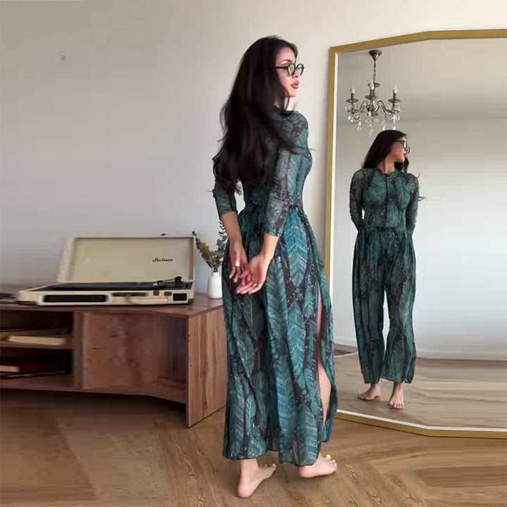 Damen Elegantes Maxikleid mit fließendem Schnitt Drune