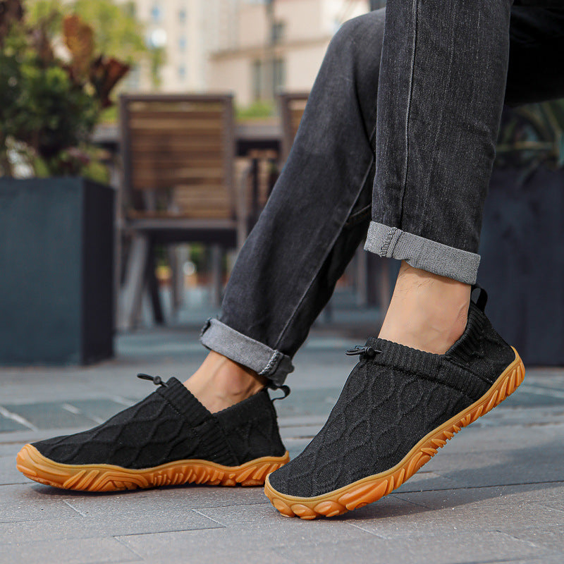 Herren gestrickte Slip-On Freizeitsneaker mit elastischem Schaft, Zuglasche und griffiger Gummisohle Drune