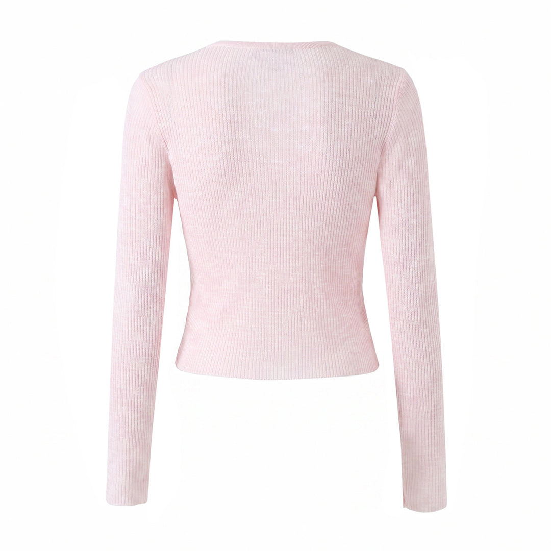 Damen Cropped-Feinstrick-Cardigan mit V-Ausschnitt, Bindeband und Zierschleifen Drune