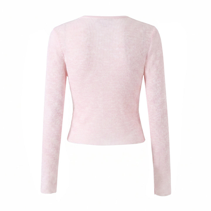 Damen Cropped-Feinstrick-Cardigan mit V-Ausschnitt, Bindeband und Zierschleifen Drune
