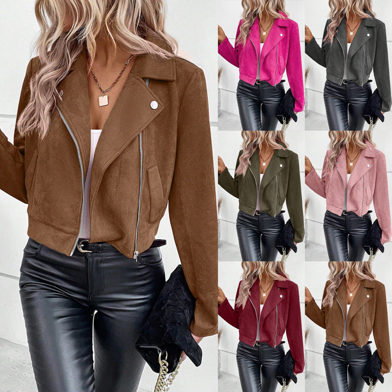 Damen kurz geschnittene Wildlederjacke Drune