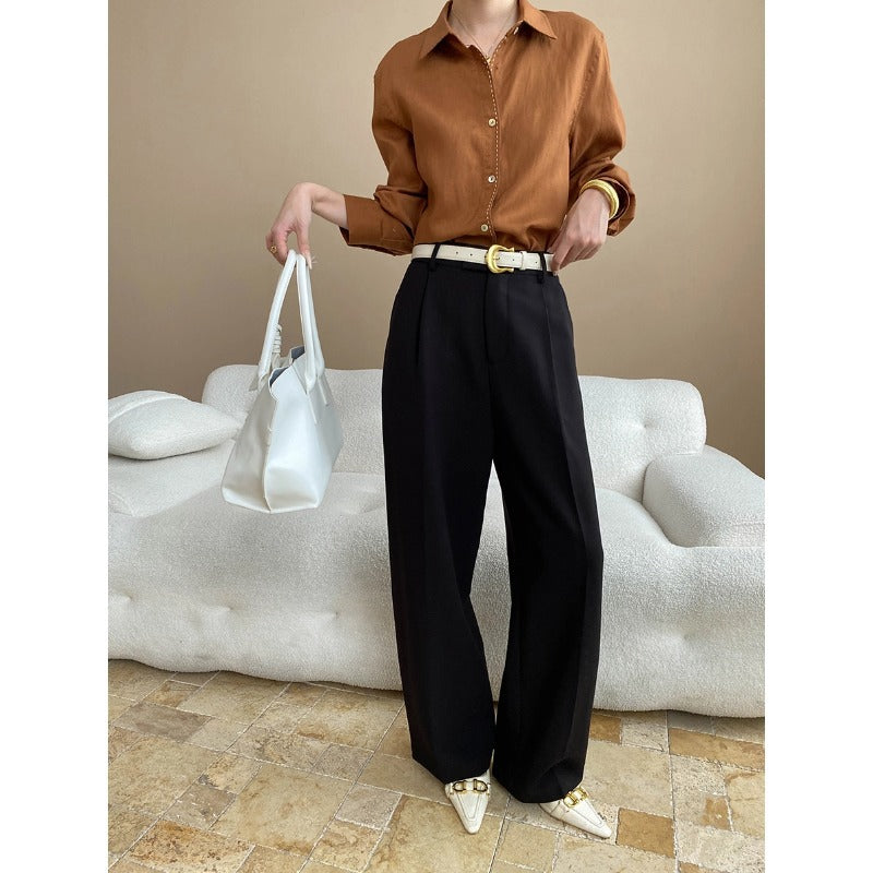 Damen lässige Hemdbluse mit Button-Down-Kragen und eleganten Details Drune