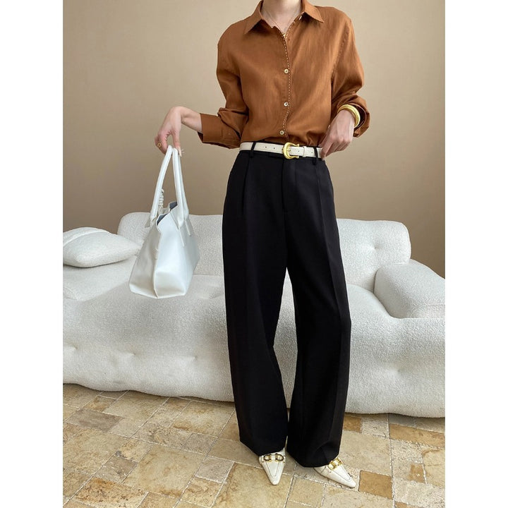 Damen lässige Hemdbluse mit Button-Down-Kragen und eleganten Details Drune
