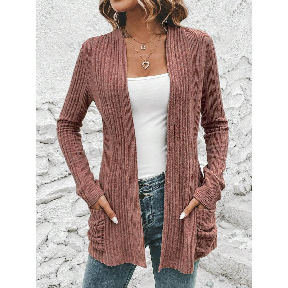 Damen Strickjacke mit modischem Rippendesign und praktischen Taschen Drune