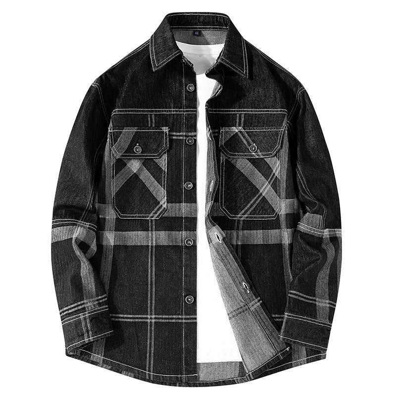 Herren Gemusterte Hemdjacke im Denim-Stil Drune