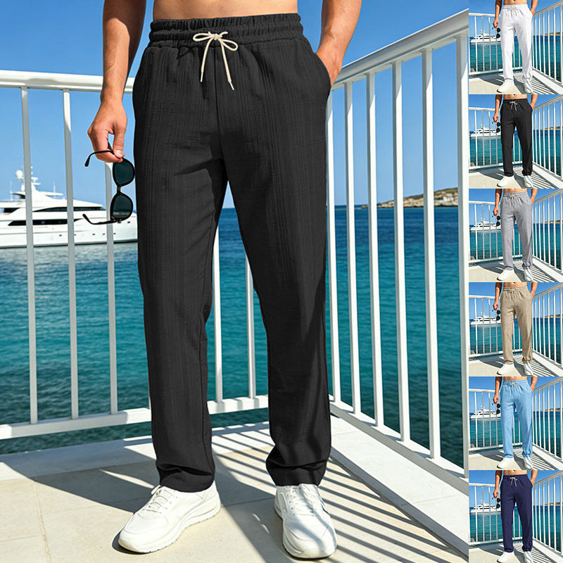 Herren Maritime Freizeit-Hose mit tonaler Rippstruktur, Kordelzug & Seitentaschen Drune