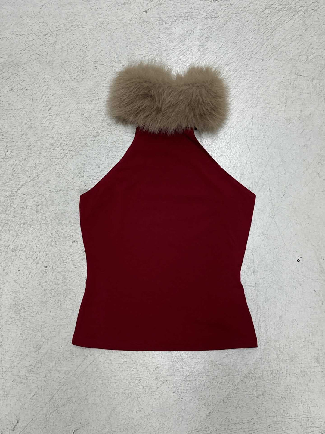 Damen elegantes langes Abendkleid mit raffiniertem Halter-Design und luxuriösem Kunstfellkragen Drune