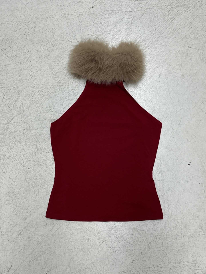Damen elegantes langes Abendkleid mit raffiniertem Halter-Design und luxuriösem Kunstfellkragen Drune