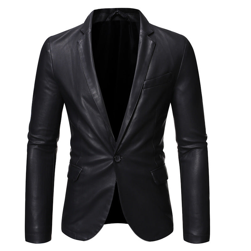 Herren Elegante Kunstlederblazer Drune