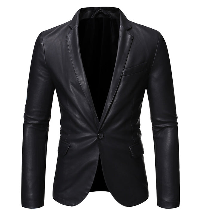Herren Elegante Kunstlederblazer Drune
